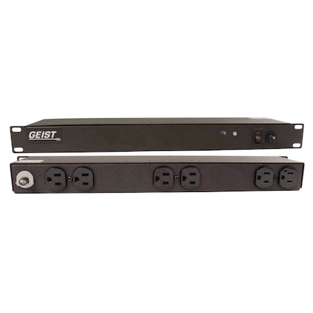 Geist 6-OUTLET POWER STRIP, 19" RACKMOUNT, 1U 15AMP BLACK BR060-10